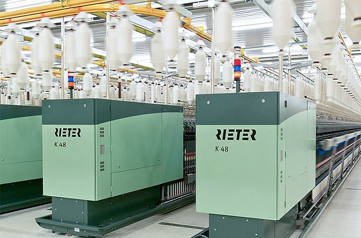 Compact spinning machine K 48 – the compacting solution from Rieter Compact spinning machine K 48 – spinning room with several K 48 machines